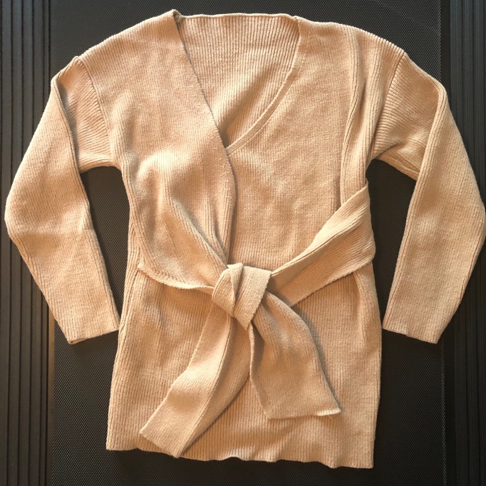 Camel wrap sweater